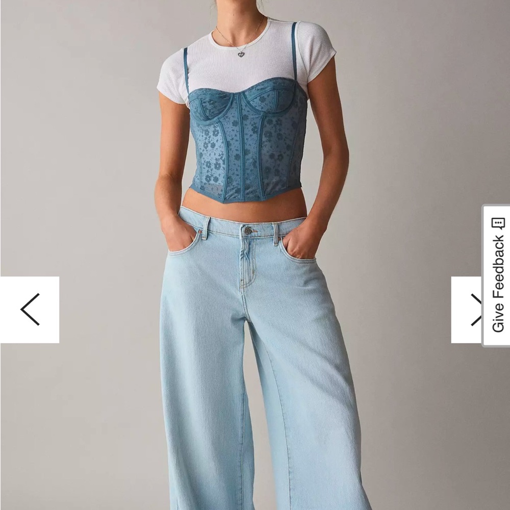 Blue Floral Corset Top